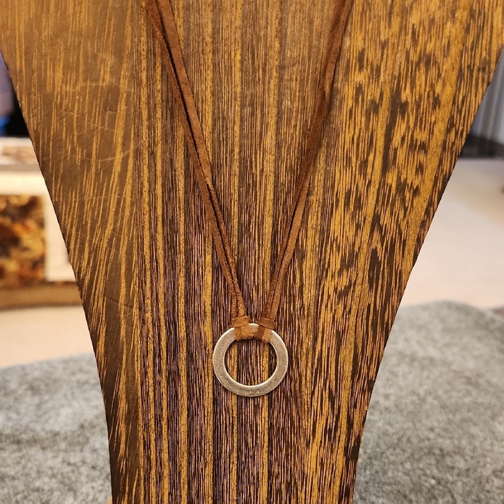 Outfitters Brown Necklace with Silver Ring Pendant